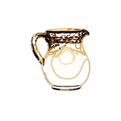 Color sketch of a ceramic jar with transparent background