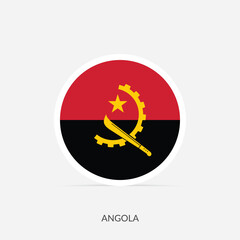 Angola round flag icon with shadow.