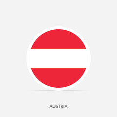 Austria round flag icon with shadow.