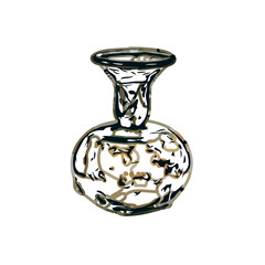 Color sketch of a ceramic jar with transparent background