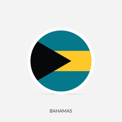 Bahamas round flag icon with shadow.