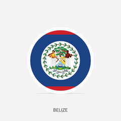 Belize round flag icon with shadow.
