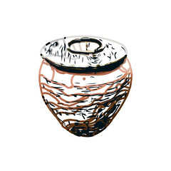 Color sketch of a ceramic jar with transparent background