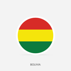 Bolivia round flag icon with shadow.