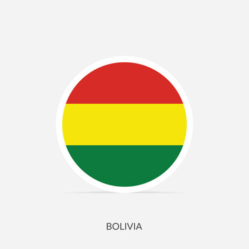 Bolivia round flag icon with shadow.