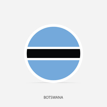 Botswana round flag icon with shadow.