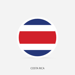 Costa Rica round flag icon with shadow.