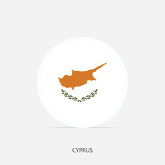 Cyprus round flag icon with shadow.