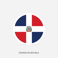 Naklejka premium Dominican Republic round flag icon with shadow.