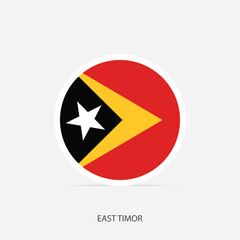 East Timor round flag icon with shadow.