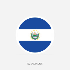 El Salvador round flag icon with shadow. - obrazy, fototapety, plakaty