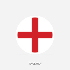 England round flag icon with shadow.