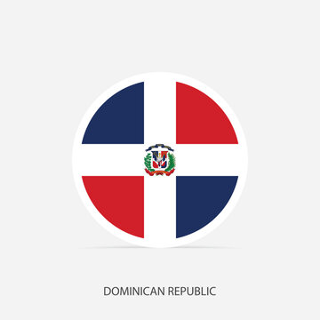 Dominican Republic round flag icon with shadow.