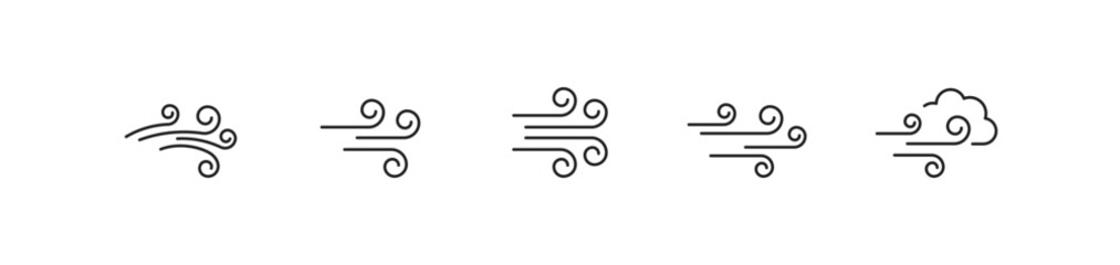 Wind icon set. Wind with cloud. Vector EPS 10