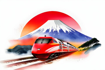japan fuji bullet train - obrazy, fototapety, plakaty