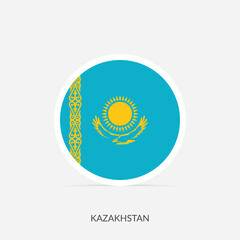 Kazakhstan round flag icon with shadow.