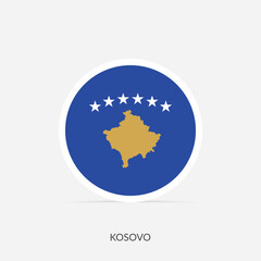 Kosovo round flag icon with shadow.