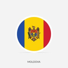 Obraz premium Moldova round flag icon with shadow.