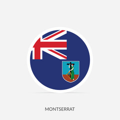 Montserrat round flag icon with shadow.