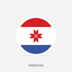 Naklejka premium Mordovia round flag icon with shadow.
