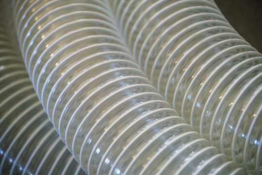 Flexible PUR antistatic suction hose for air conditioning, background flexi hose, industrial ventilation.