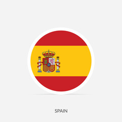 Spain round flag icon with shadow.