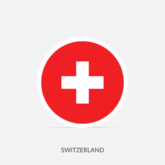 Obraz premium Switzerland round flag icon with shadow.