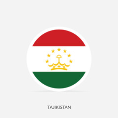 Tajikistan round flag icon with shadow.