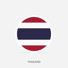Thailand round flag icon with shadow.