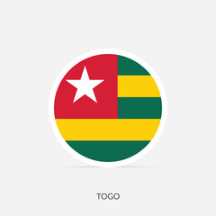 Togo round flag icon with shadow.