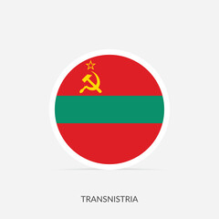 Transnistria round flag icon with shadow.