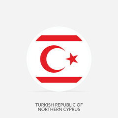 Turkish Republic of Northern Cyprus round flag icon with shadow.
