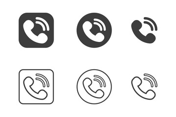 Phone call icon design 6 variations. Isolated on white background.