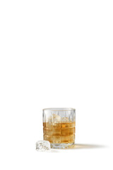 Glass of iced whiskey or cognac isolated transparent png
