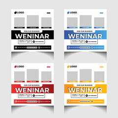 Obraz premium Corporate business digital marketing live webinar banner or social media post template design.