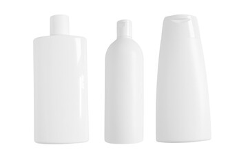 Three cosmetic bottles on a blank background. PNG