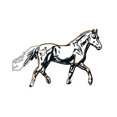 Color sketch of a horse with transparent background