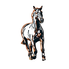 Fototapeta na wymiar Color sketch of a horse with transparent background