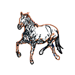 Color sketch of a horse with transparent background