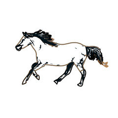 Color sketch of a horse with transparent background