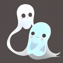 cute ghost and Pumpkins in pastel tone cute are celebrate the halloween festival 3d glowing. Happy Halloween pumpkins, cute ghost, trick fantasy fun party, Online, Generative AI, illustration
