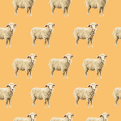 PNG, seamless pattern of handdrawn sheep illustration PNG image