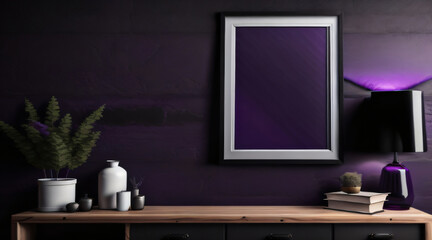 Free Photo interior poster mockup and picture frame in luxury contemporary interior with dark Color wall minimalistic New Frame.