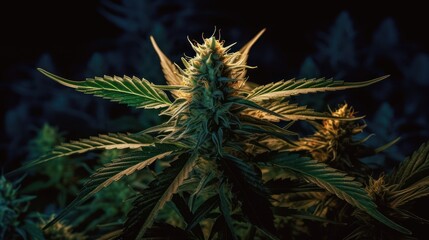 close up of hemp cannabis leaf HD 8K wallpaper Stock Photographic Image