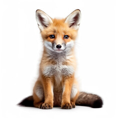 Cute little fox puppy generative AI illustration. Lovely baby animals concept