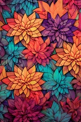 Möbelaufkleber Geometric flowers background, vivid colors wallpaper texture Generative AI © LayerAce.com