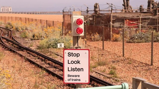 Stop Look Listen Beware of Trains Sign 2