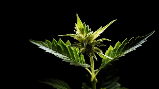 cannabis plant on black background HD 8K wallpaper Stock Photographic Image