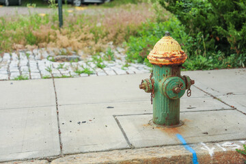 Fototapeta na wymiar fire hydrant stands tall on the bustling city street, representing preparedness, safety, and a lifeline in times of emergencies