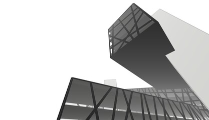 Modern architecture 3d illustration 